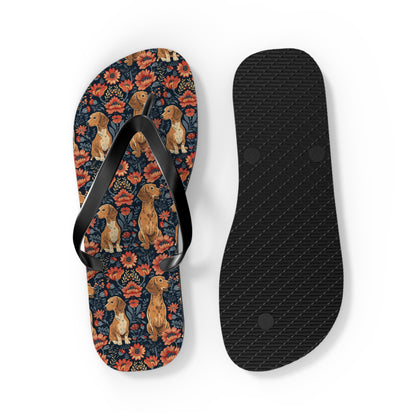 Floral Pawsome Dachsund Delight Flip Flops