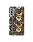 Floofy Corgi Blossom Blast Flip Cases