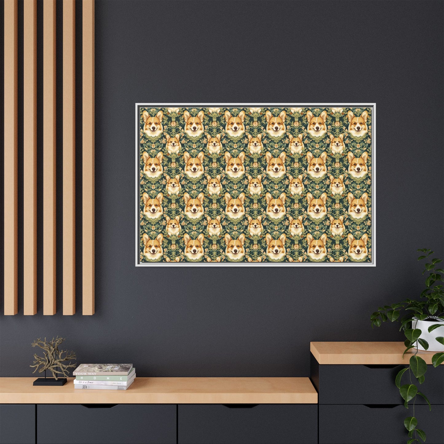 Corgi Charmz Matte Canvas, Framed