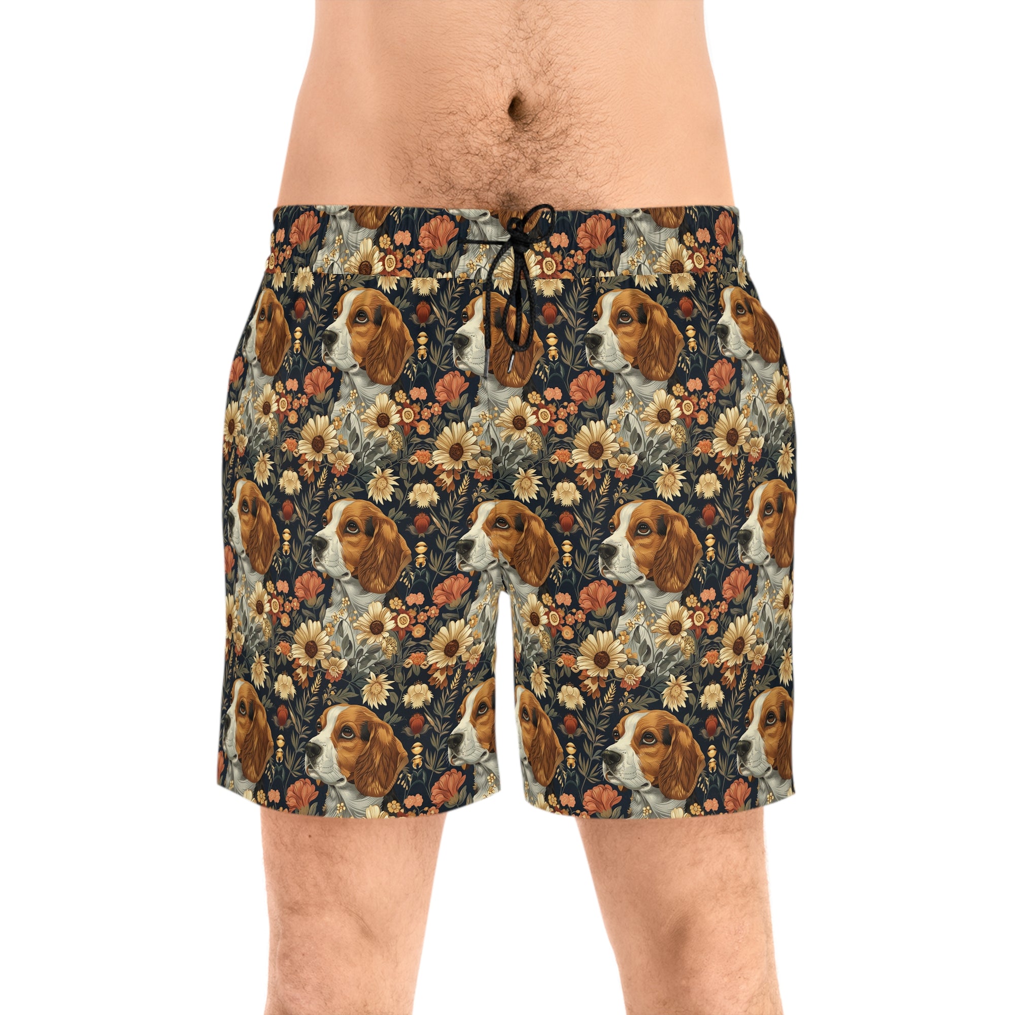 Beagle Blossoms Men&#39;s Mid-Length Swim Shorts