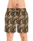 Beagle Blossoms Men's Mid-Length Swim Shorts