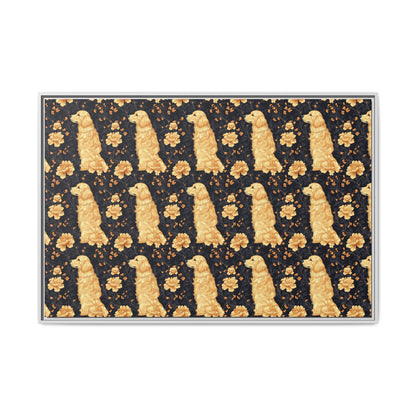 Golden Paws Floral Frenchie Matte Canvas, Framed