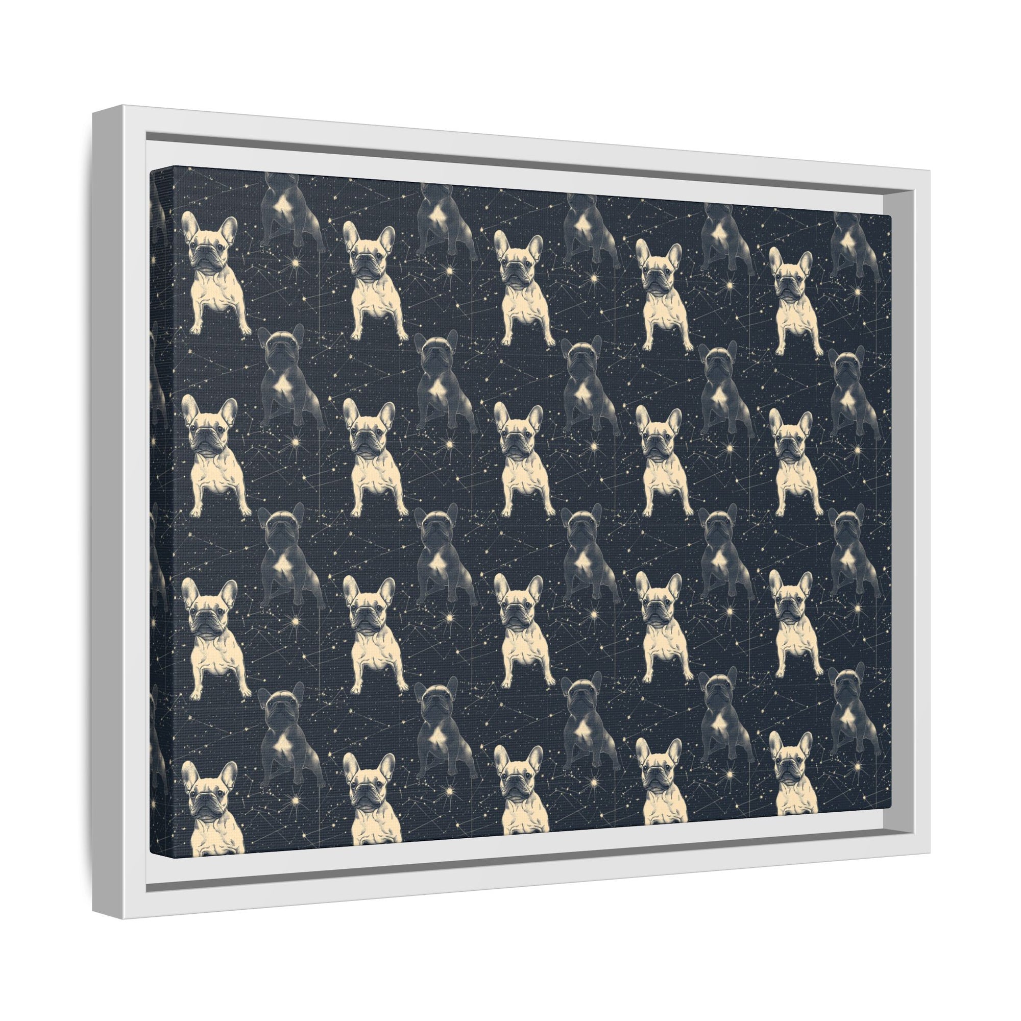 Frenchie Celestial Soar Matte Canvas, Framed