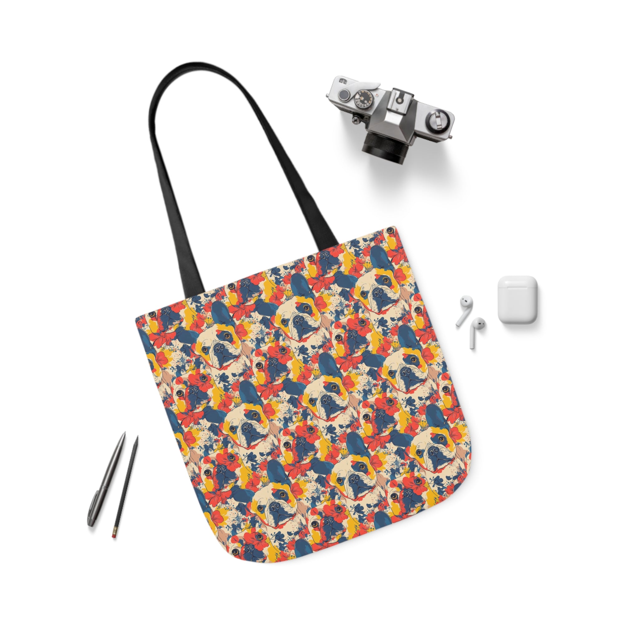 Bloom Pup Frenchietastic Splatter Canvas Tote Bag