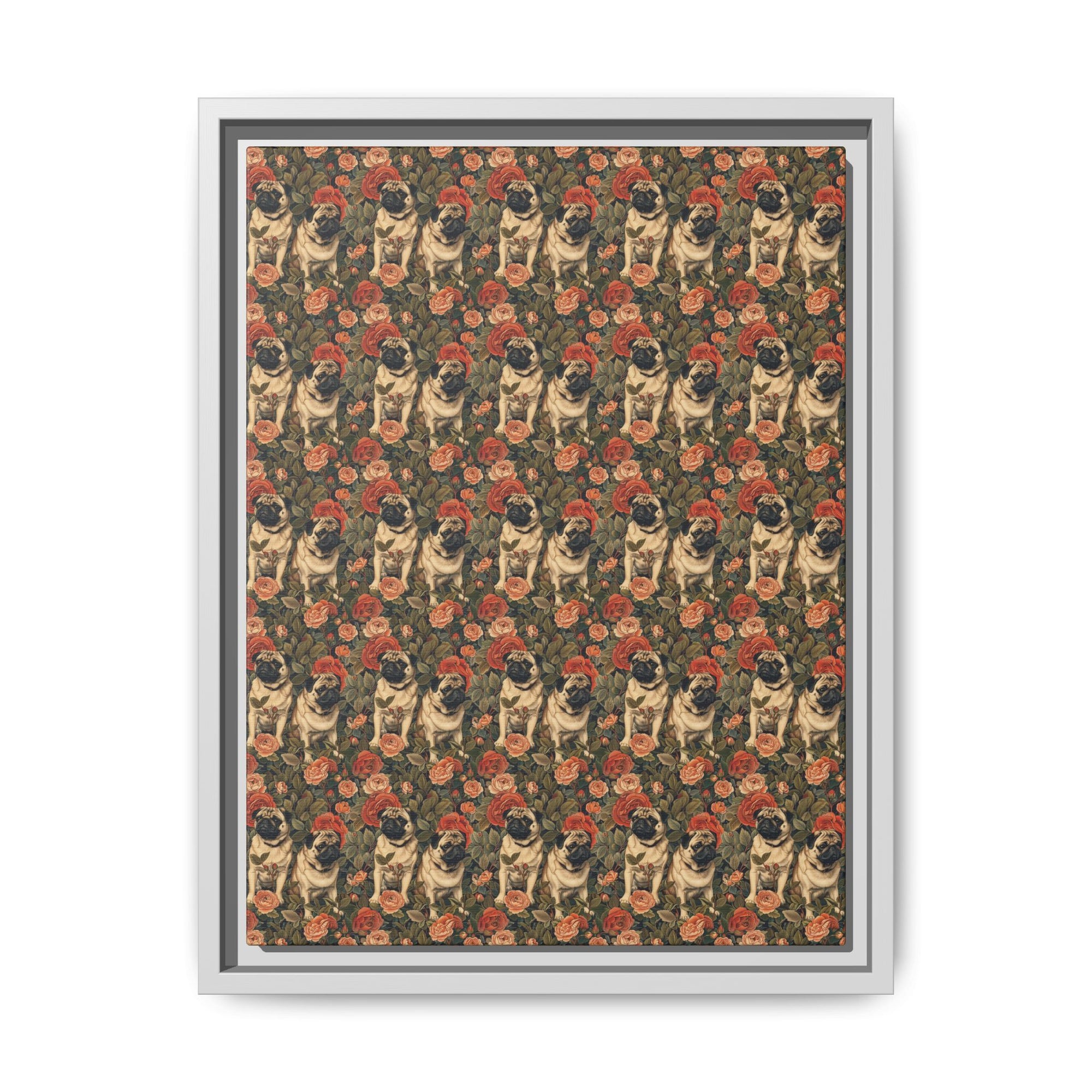 Blooming Pug Paradise Matte Canvas, Framed