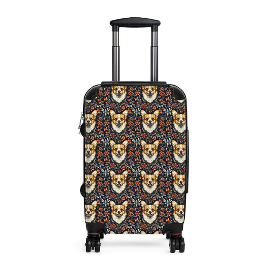 Floofy Corgi Blossom Blast Suitcase