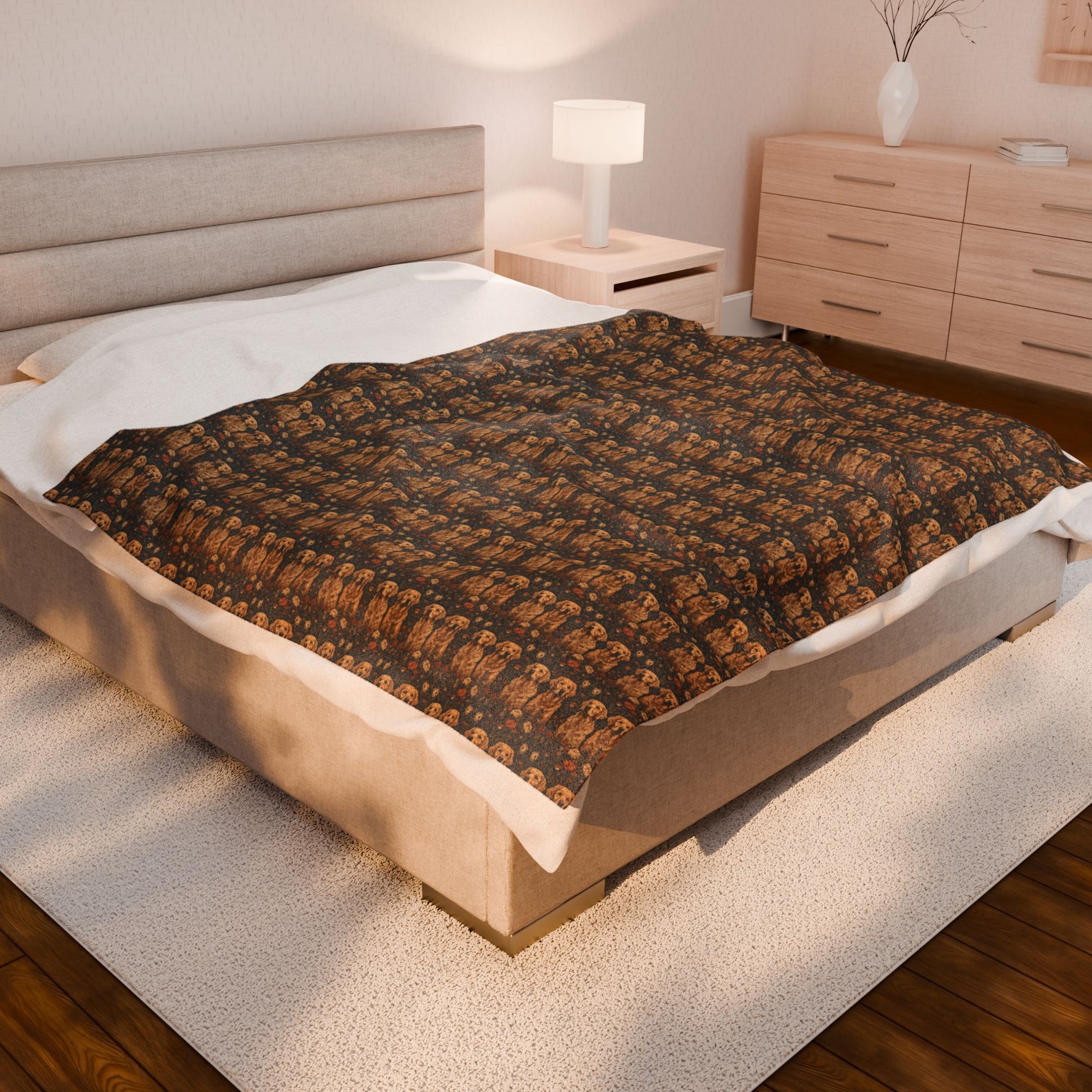 Fanciful Golden Paradise Blossom Velveteen Plush Blanket