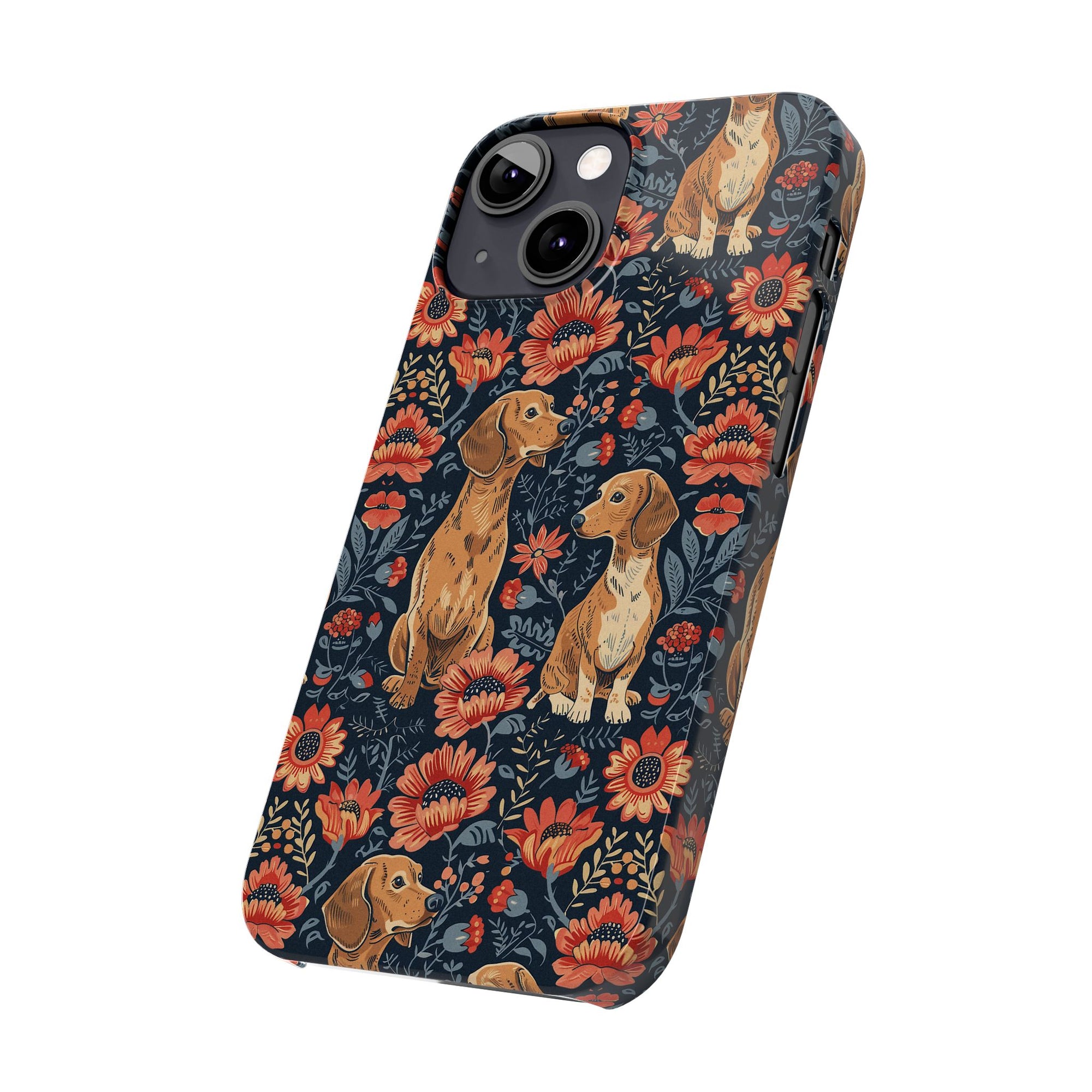 Floral Pawsome Dachsund Delight Slim Phone Cases