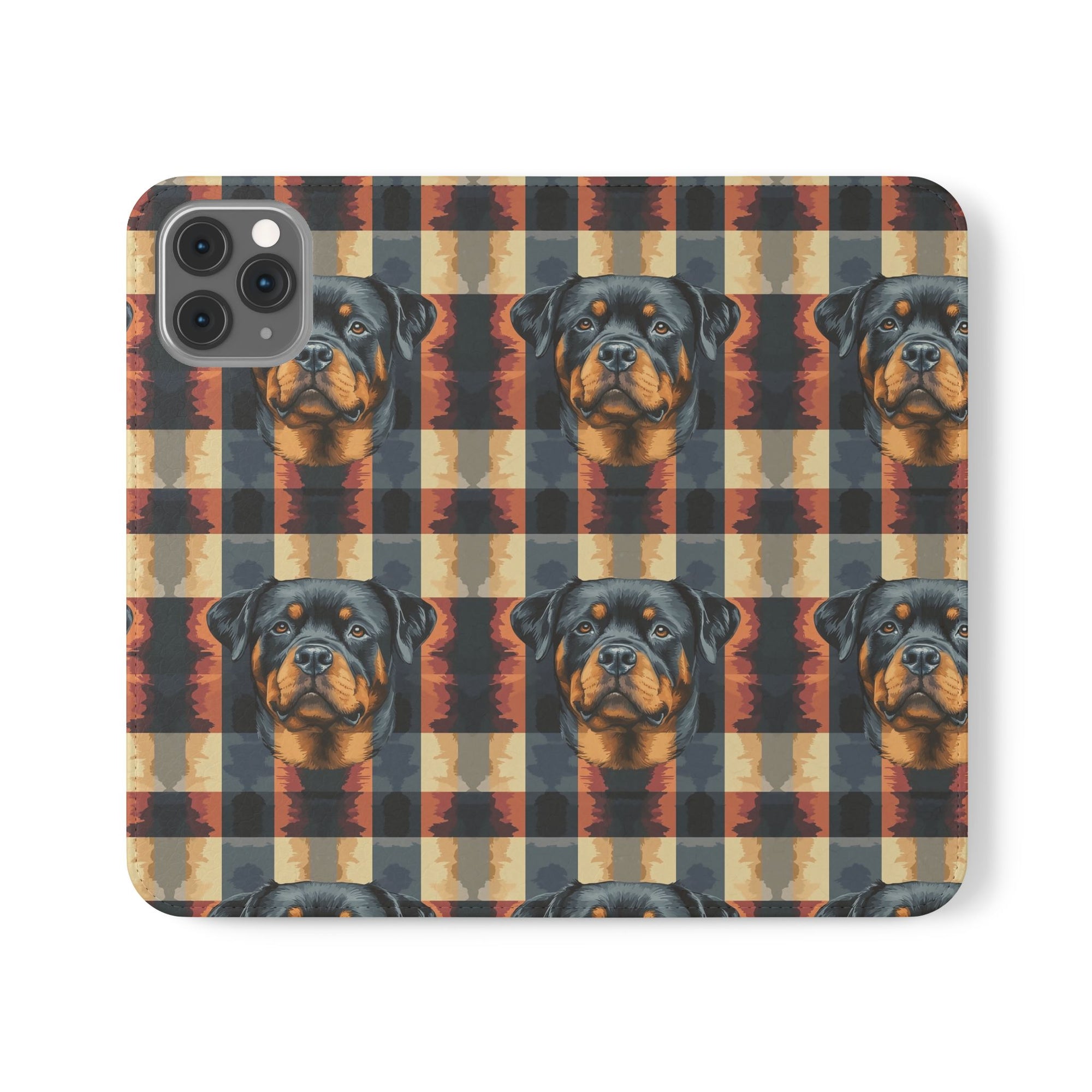 Pawsome Rottweiler Royalty Plaid Flip Cases