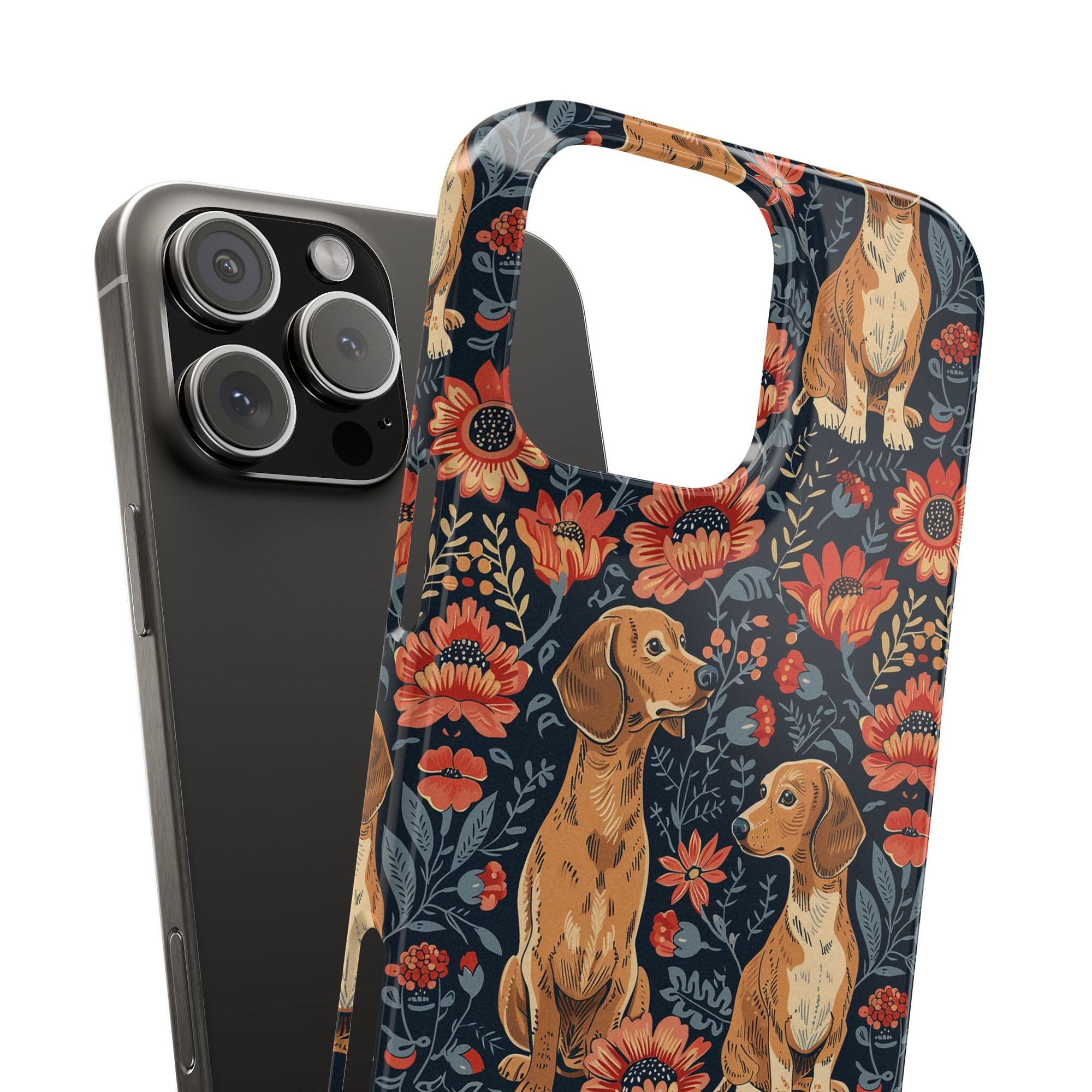 Floral Pawsome Dachsund Delight Slim Phone Cases