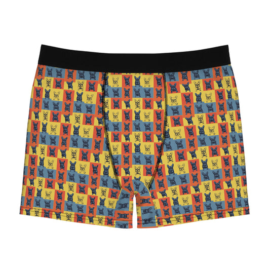 Frenchie Pop Art Pawfection Grid Men's Boxer Briefs