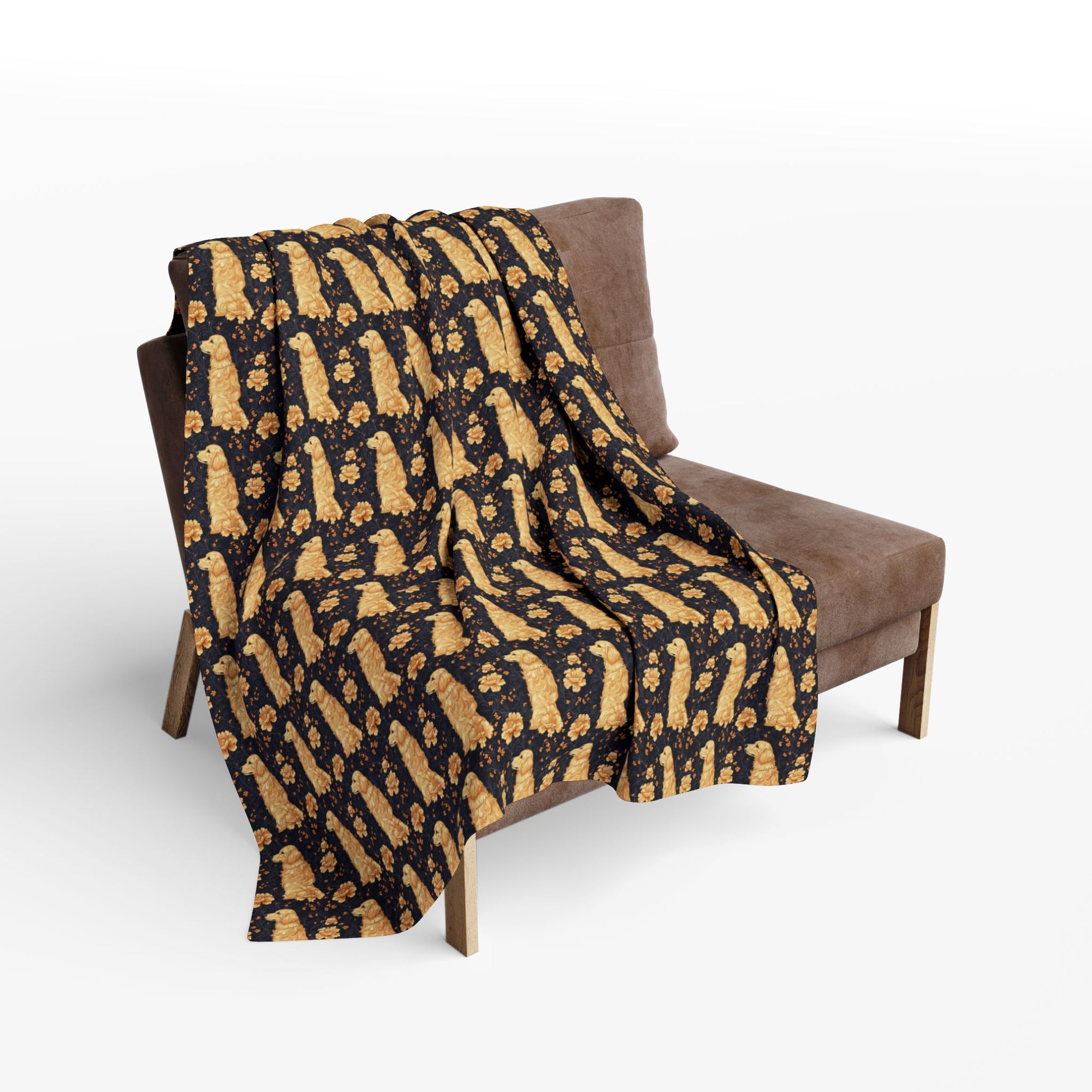 Golden Paws Floral Frenchie Arctic Fleece Blanket