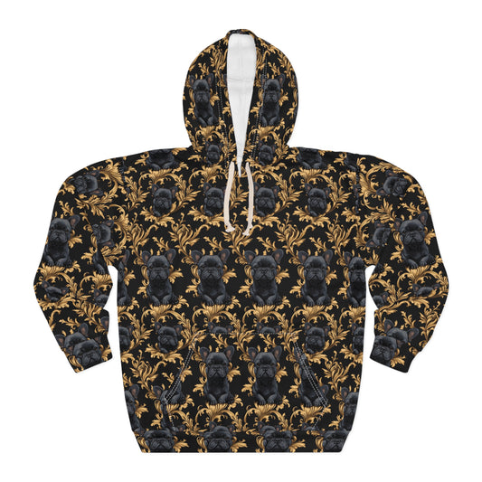 Regal Frenchie Noir Elegance Unisex Pullover Hoodie