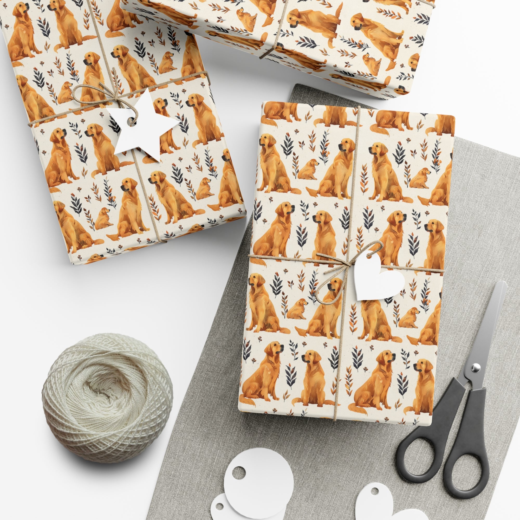 Golden Glamour Paws - Luxe Licks for Regal Retrievers Gift Wrap Papers