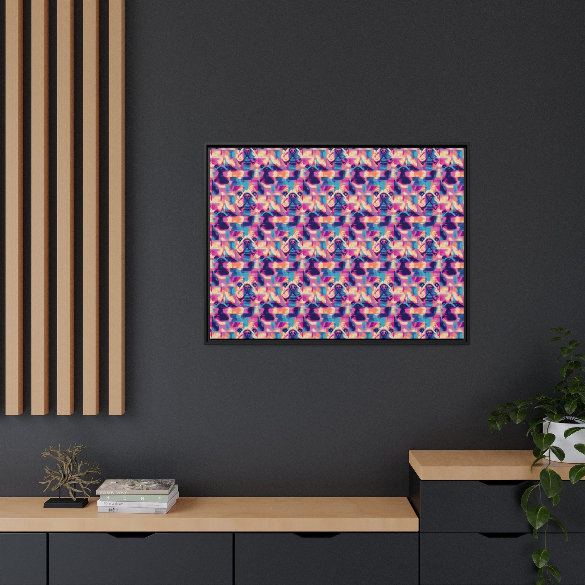 Dazzling Bulldog Chic Matte Canvas, Framed