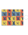 Frenchie Pop Art Pawfection Grid Leather Card Holder