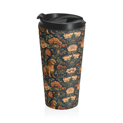 Dazzling Dachsund Blossoms & Foliage Stainless Steel Travel Mug