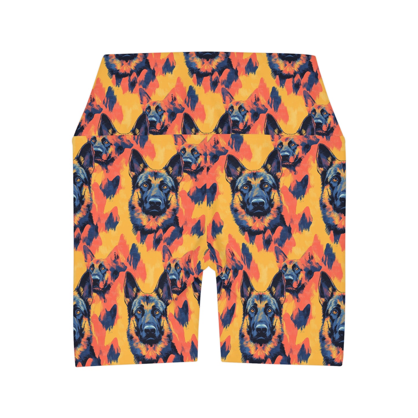 Impressionistic German Shepherds High Waisted Yoga Shorts