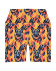 Impressionistic German Shepherds High Waisted Yoga Shorts