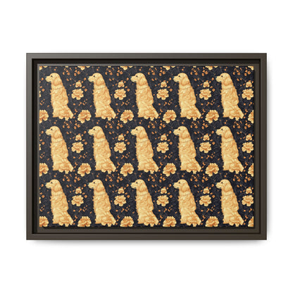 Golden Paws Floral Frenchie Matte Canvas, Framed