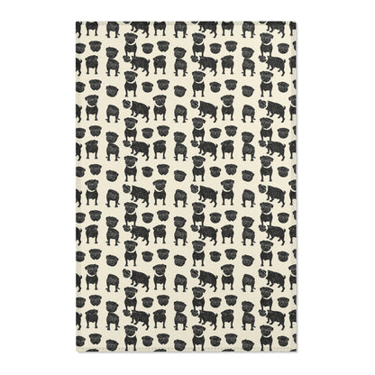 Playful Pug Silhouette - Minimal Cream Area Rug