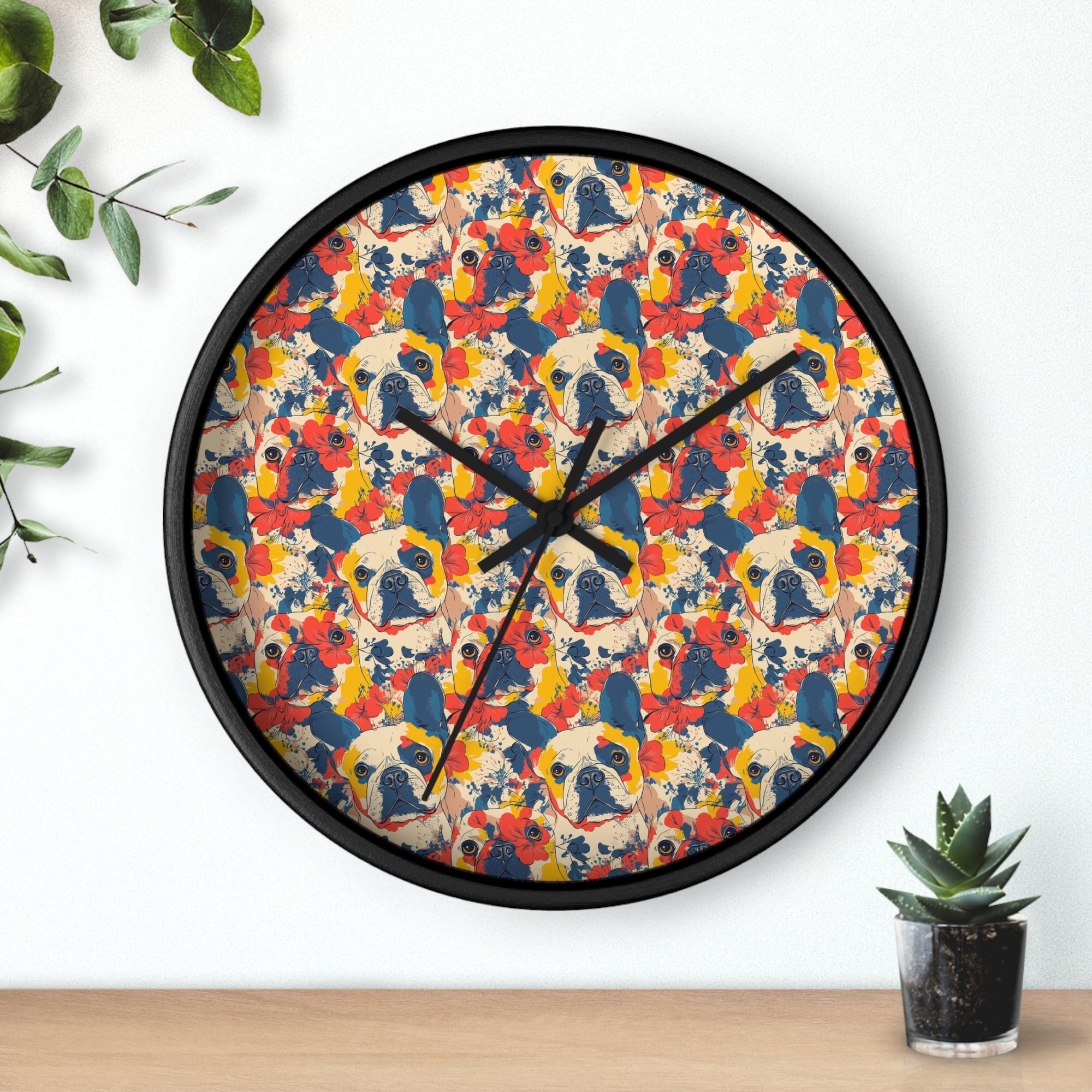 Bloom Pup Frenchietastic Splatter Wall Clock