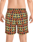 Whimsical Warhol Labrador Men's Mid-Length Swim Shorts