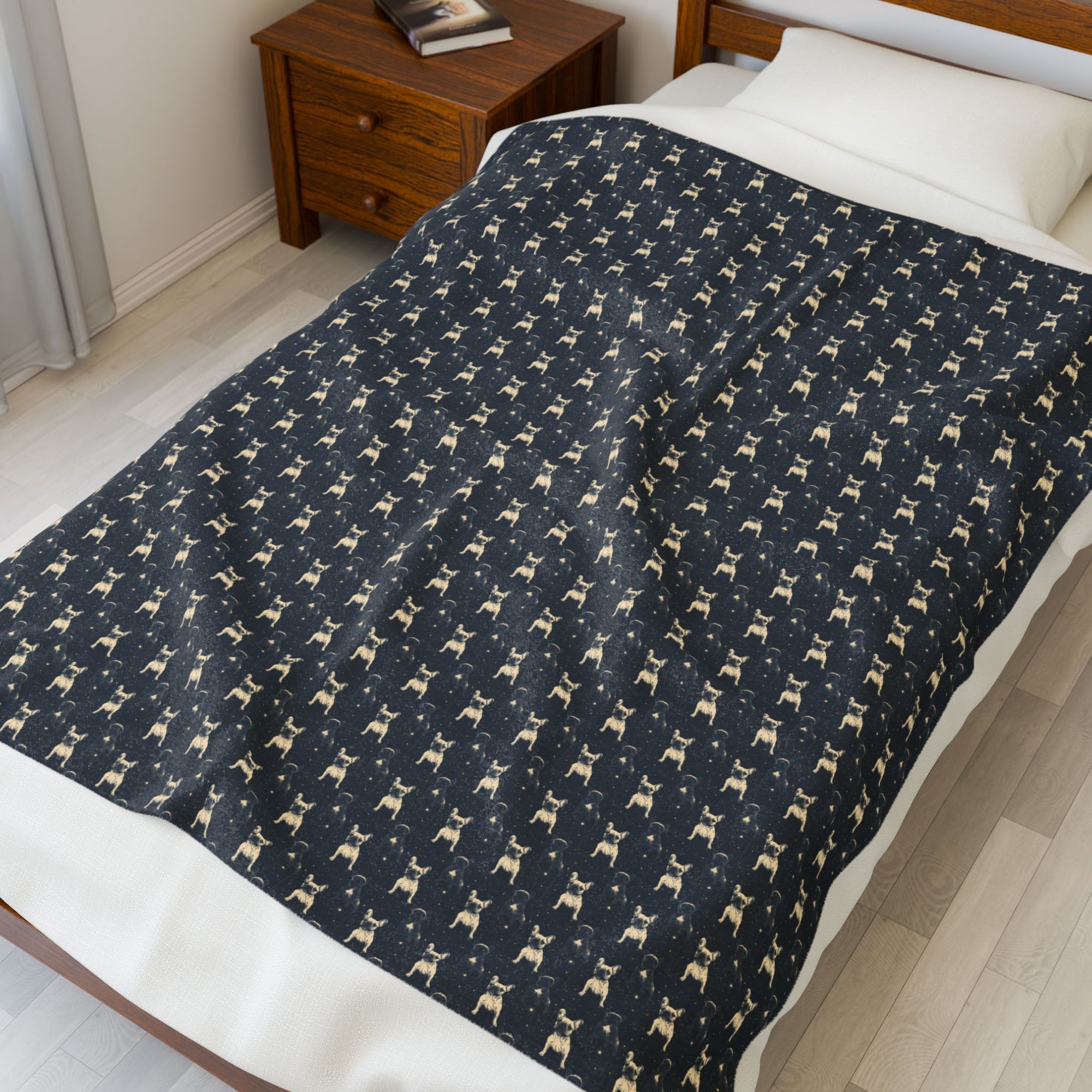 Frenchie Celestial Soar Velveteen Plush Blanket