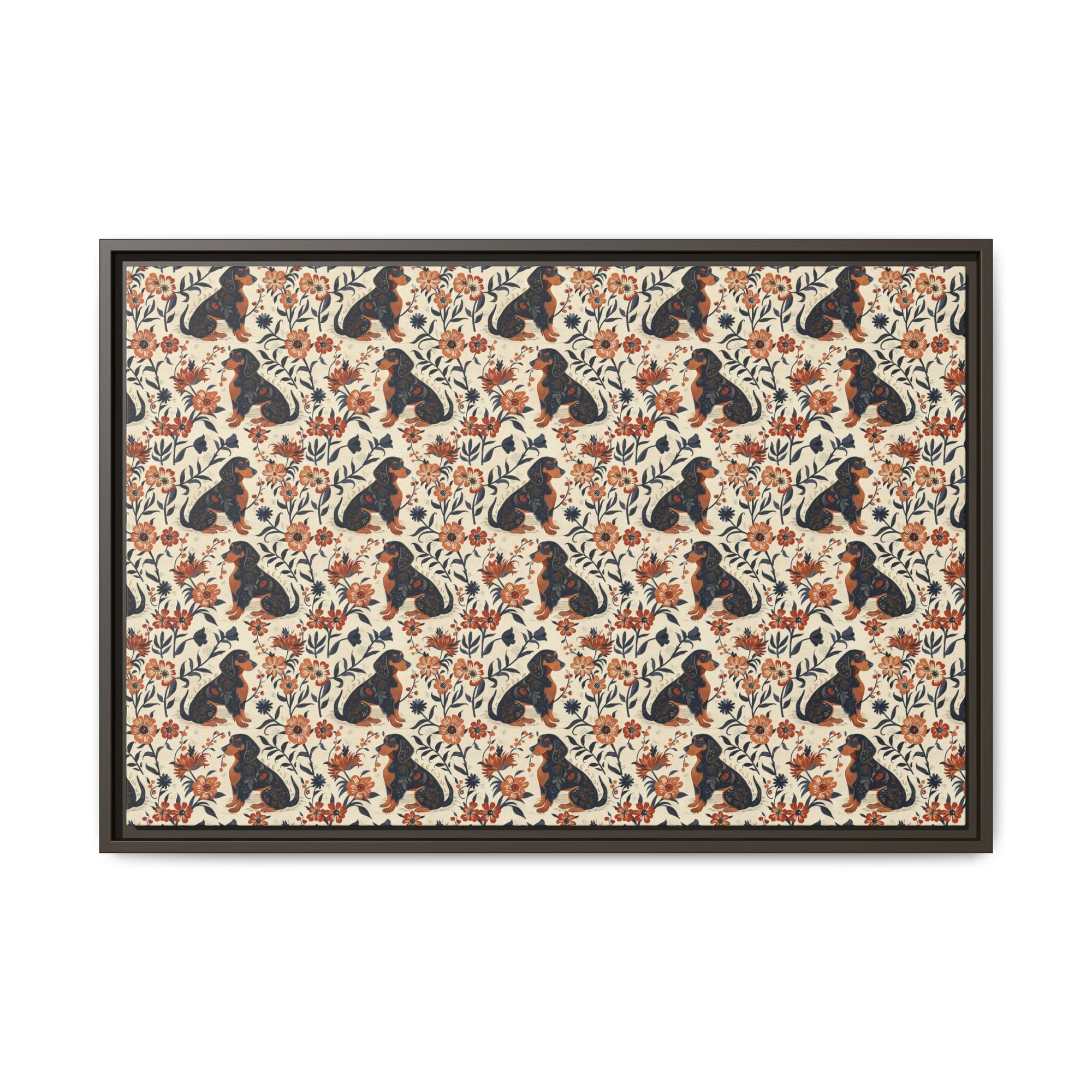 Blossoming Dachshunds Delight Matte Canvas, Framed