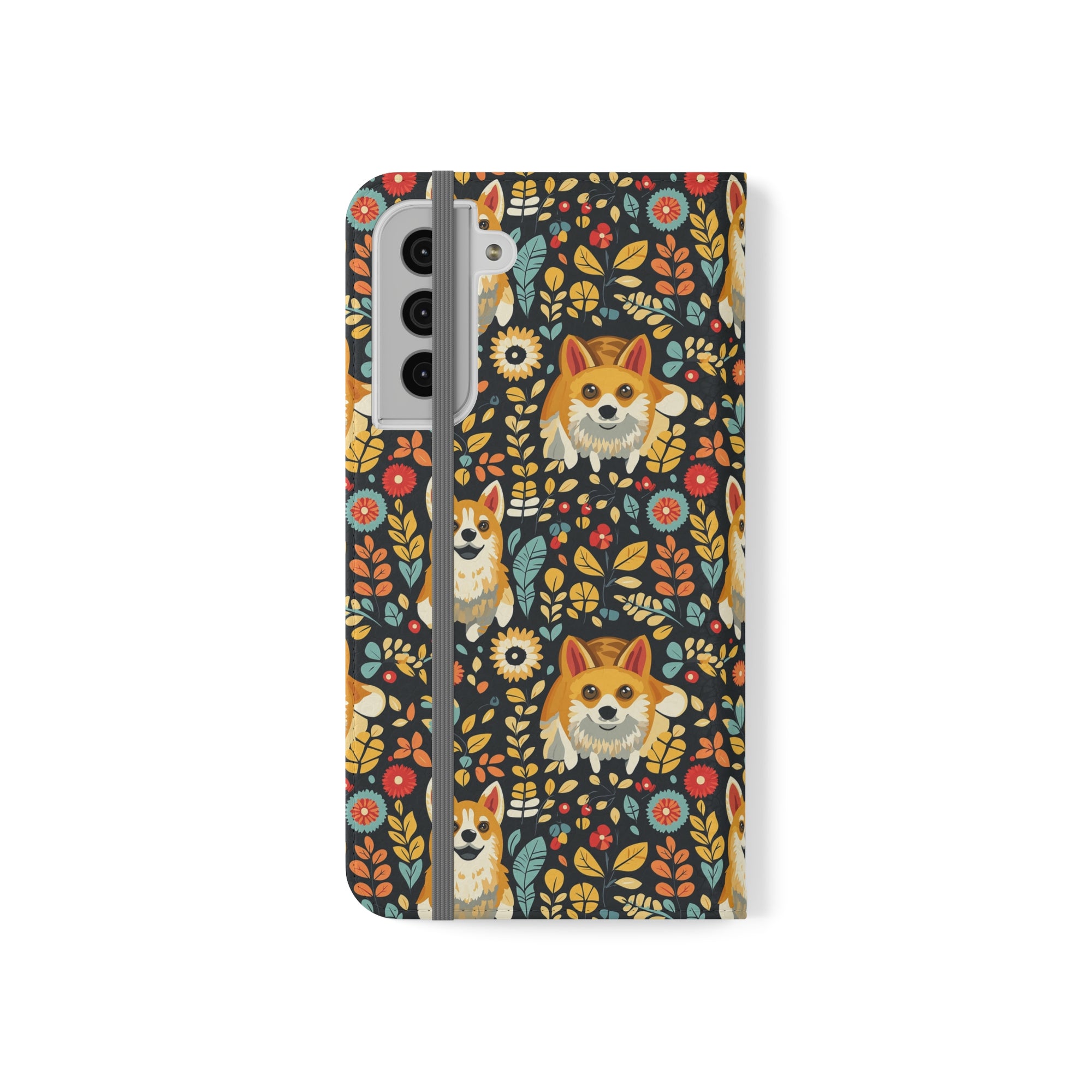 Corgi Rainbow Vine Dream Flip Cases