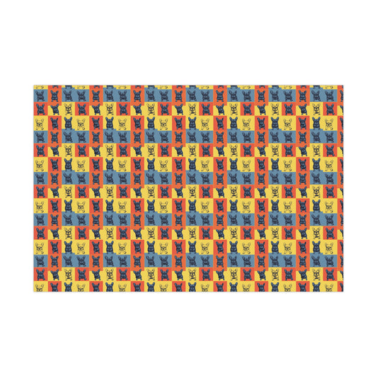 Frenchie Pop Art Pawfection Grid Gift Wrap Papers