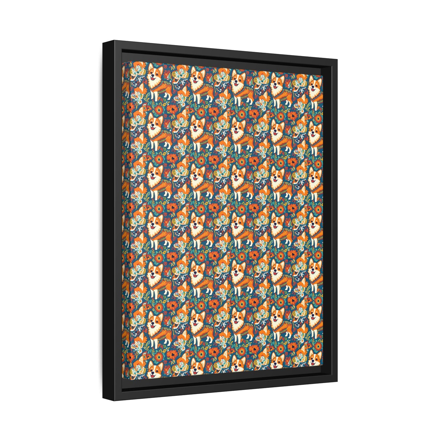 Corgi Carnival Couture Matte Canvas, Framed