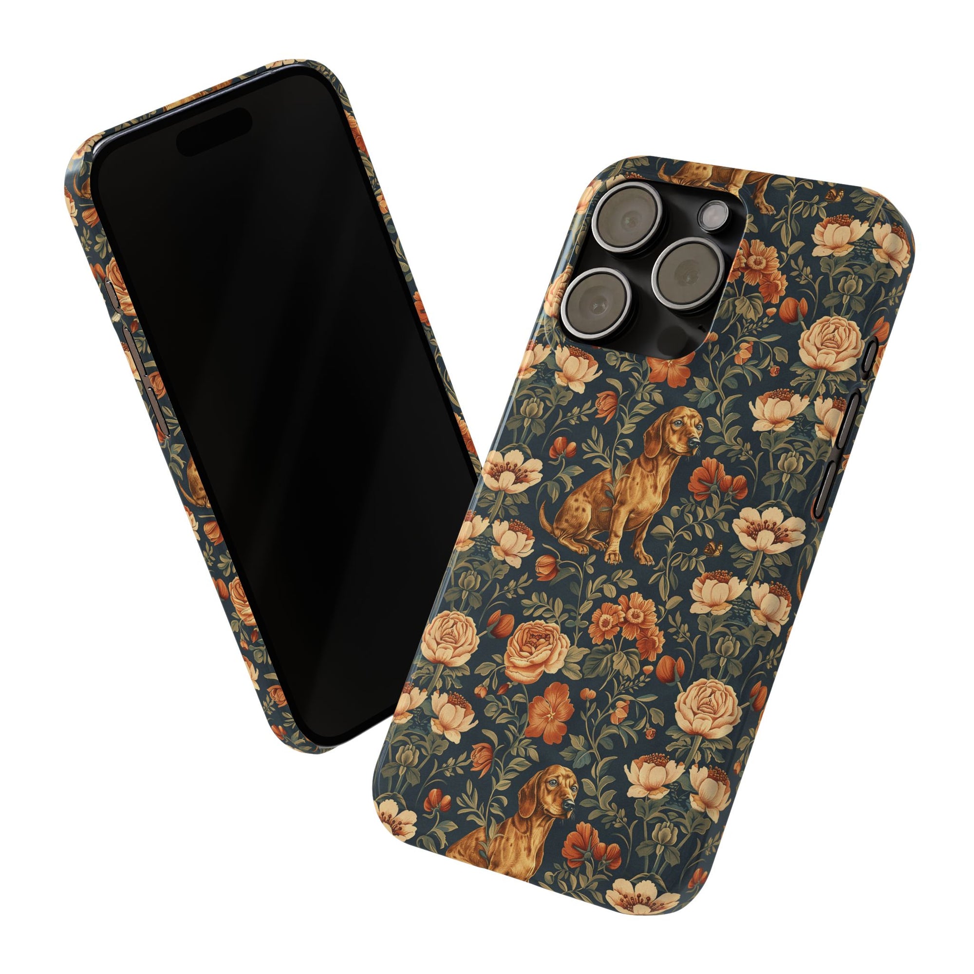 Dazzling Dachsund Blossoms &amp; Foliage Slim Phone Cases