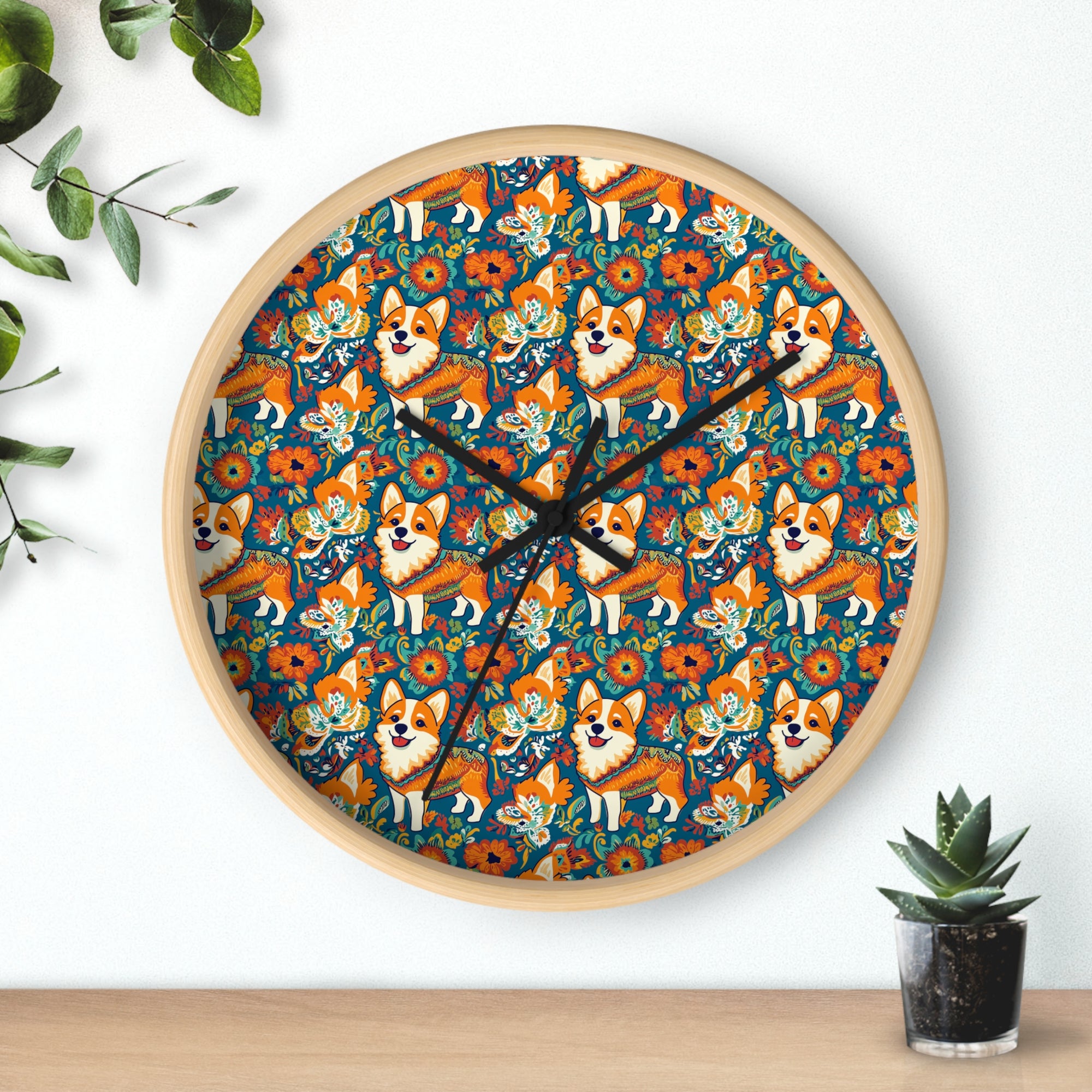 Corgi Carnival Couture Wall Clock