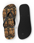 Fanciful Golden Paradise Blossom Flip Flops