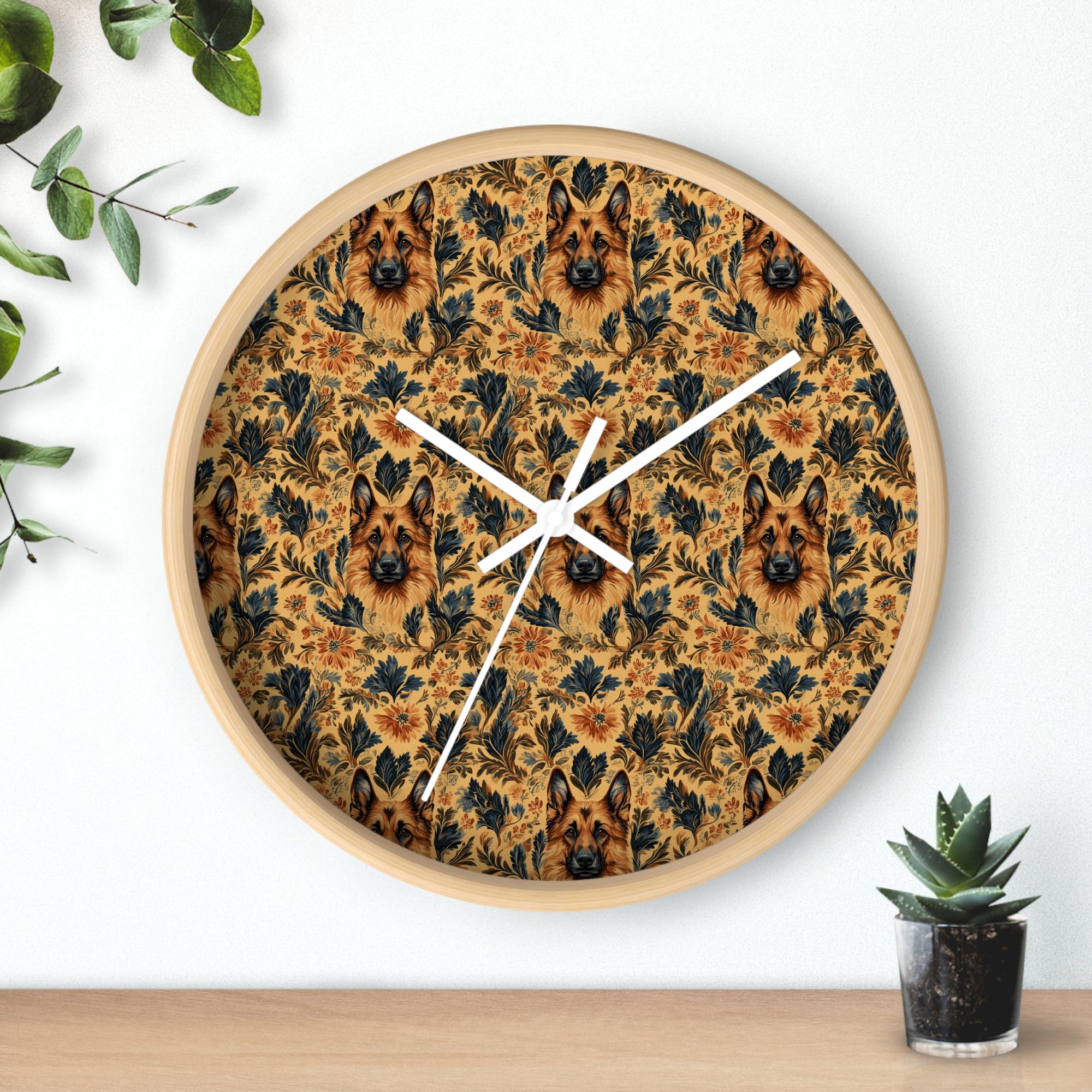 Autumnal German Shepherd Glamour Wall Clock