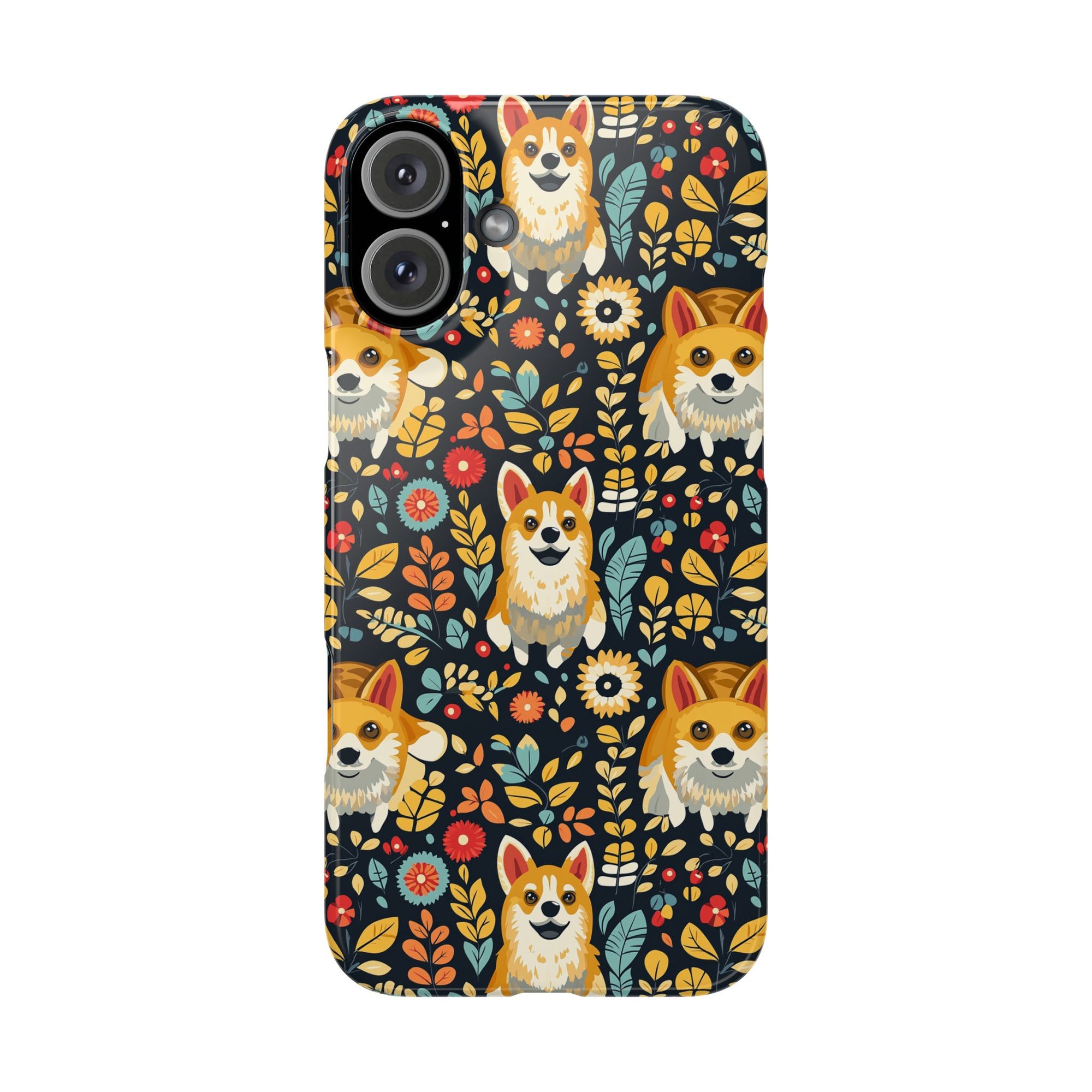 Corgi Rainbow Vine Dream Slim Phone Cases