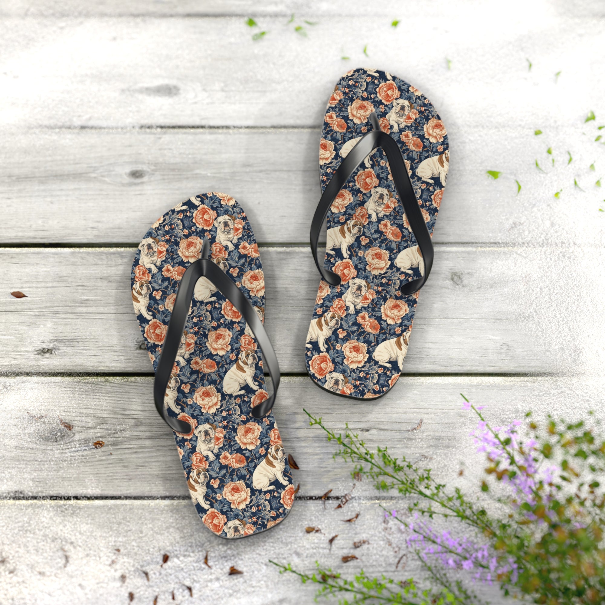 Blooming Bulldog Beauty Flip Flops