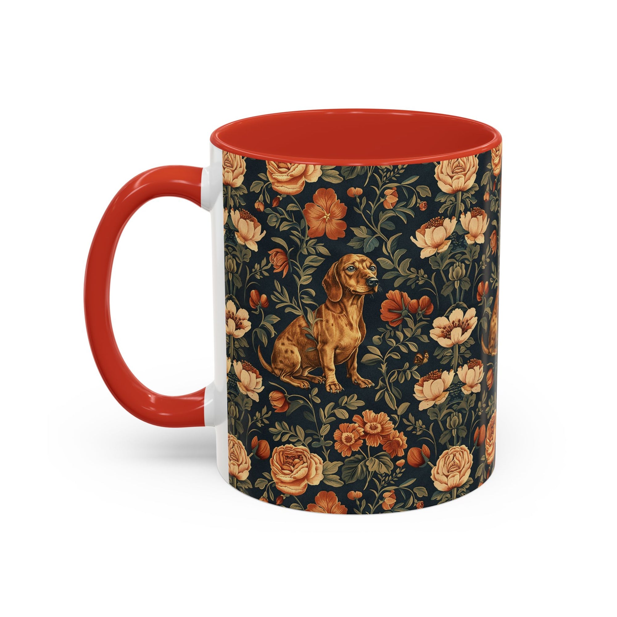 Dazzling Dachsund Blossoms &amp; Foliage Accent Coffee Mug