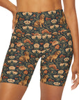 Dazzling Dachsund Blossoms & Foliage High Waisted Yoga Shorts