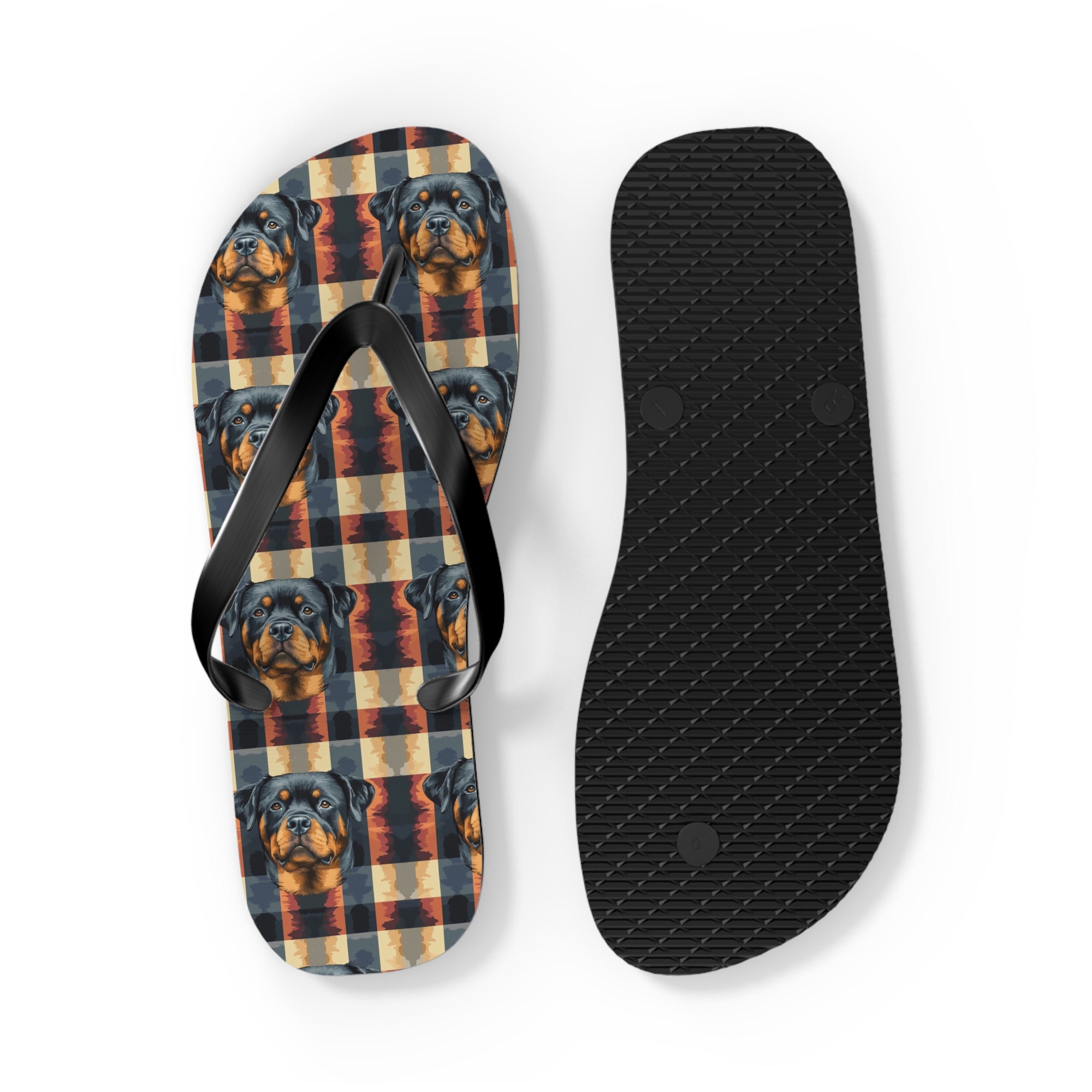 Pawsome Rottweiler Royalty Plaid Flip Flops