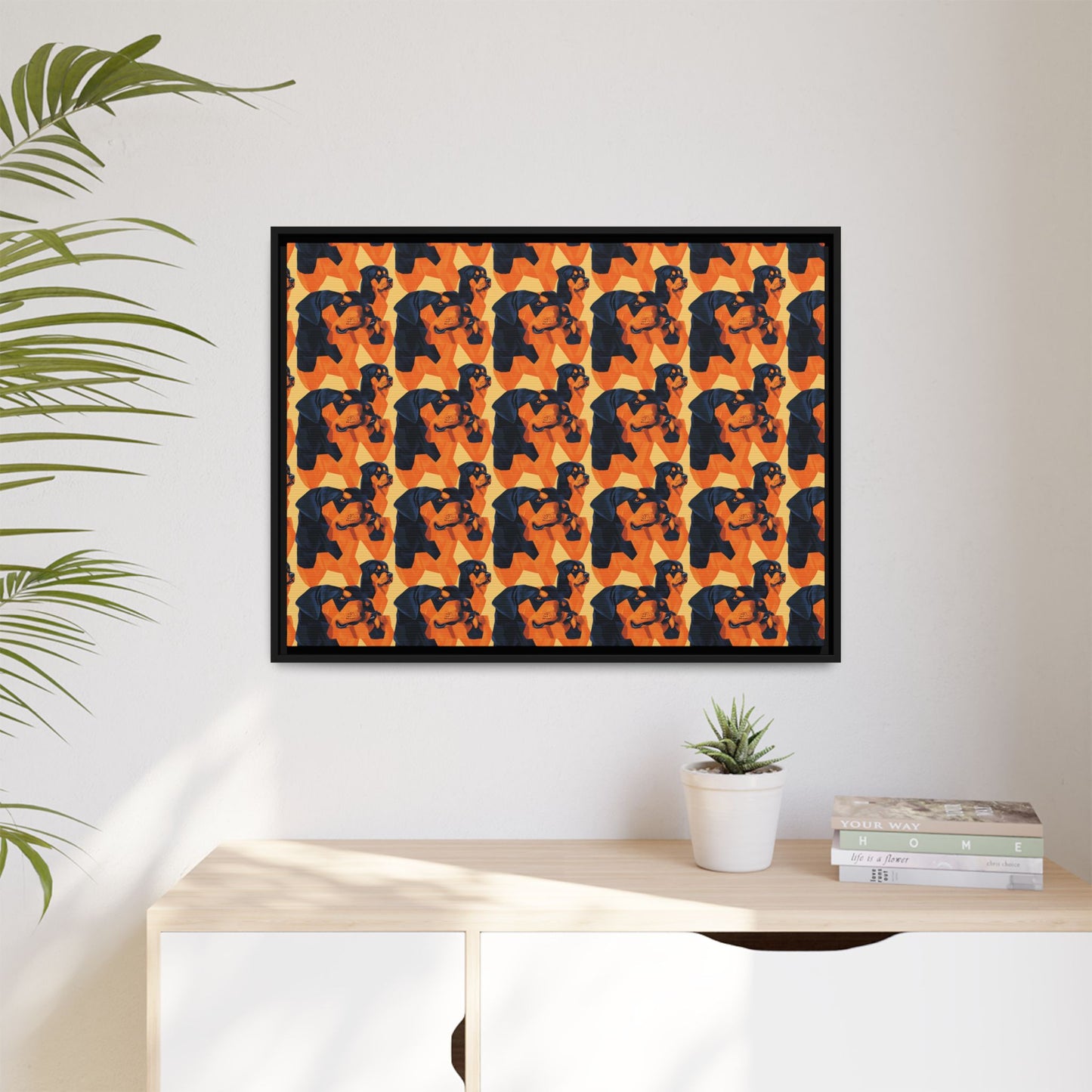 Rottweiler Chic Pawsitivity Matte Canvas, Framed