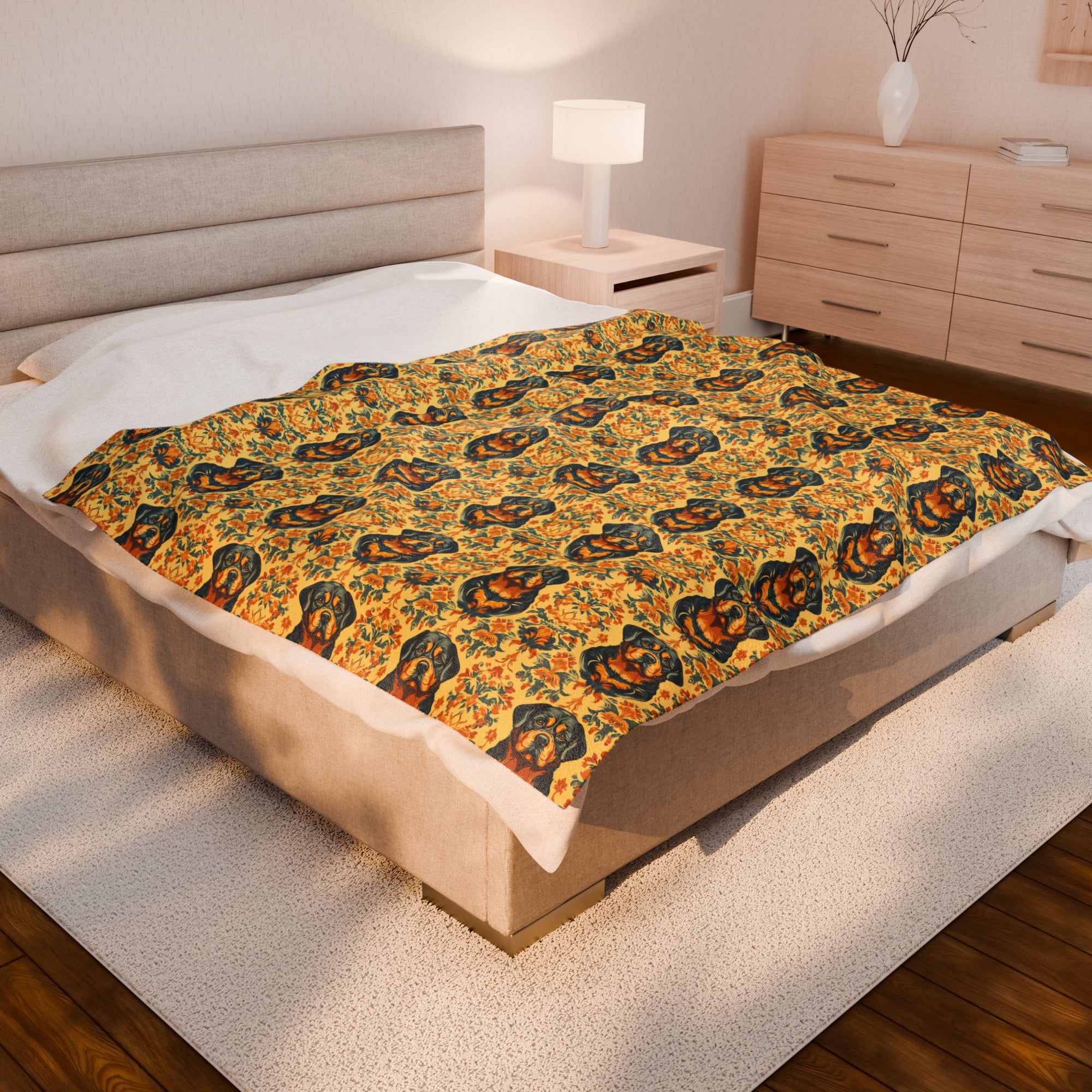 Royal Rottie Regalia Velveteen Plush Blanket