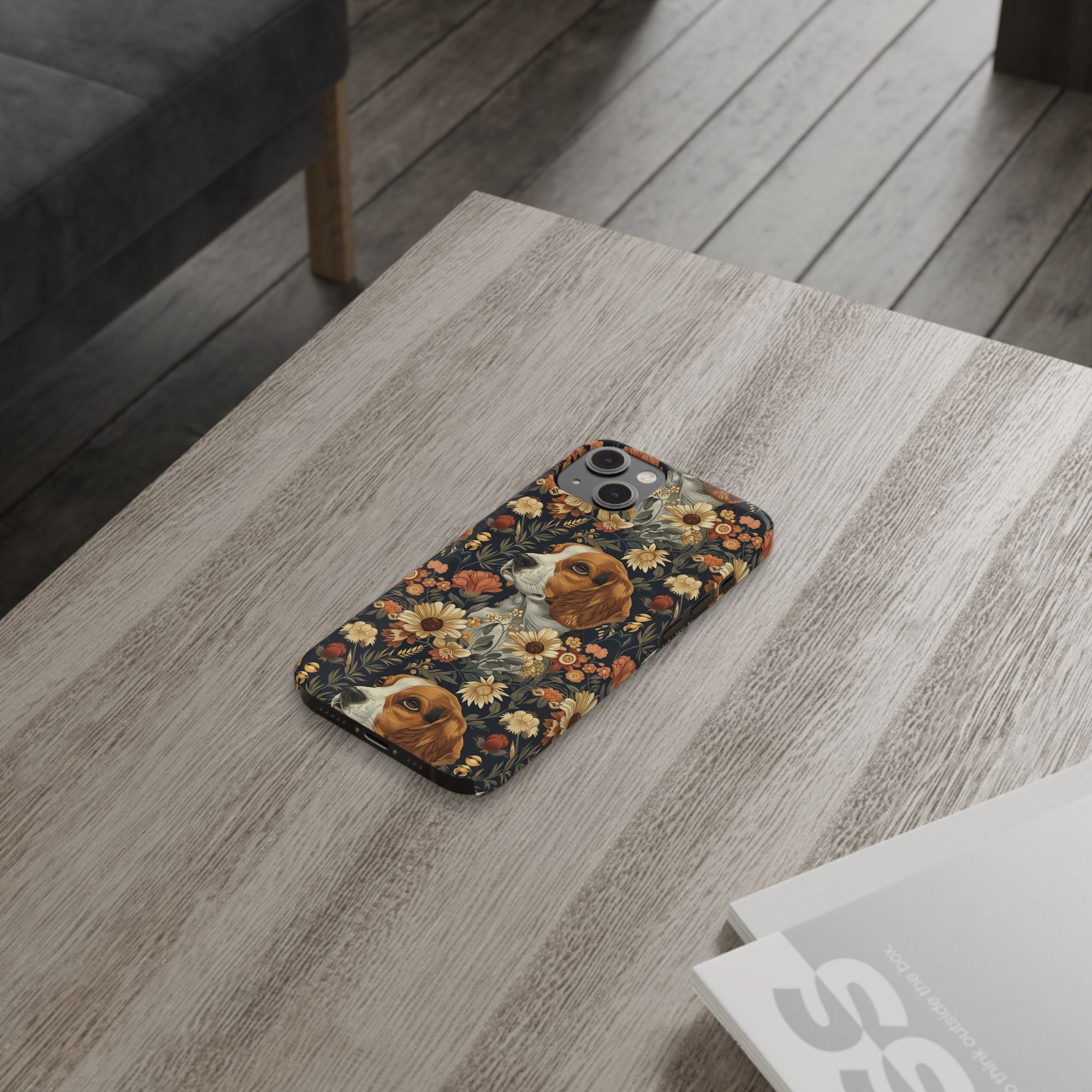 Beagle Blossoms Slim Phone Cases