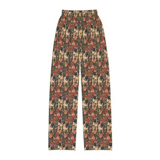 Blooming Pug Paradise Kids Pajama Pants