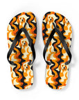 Golden Woof Abstract Glamour Flip Flops