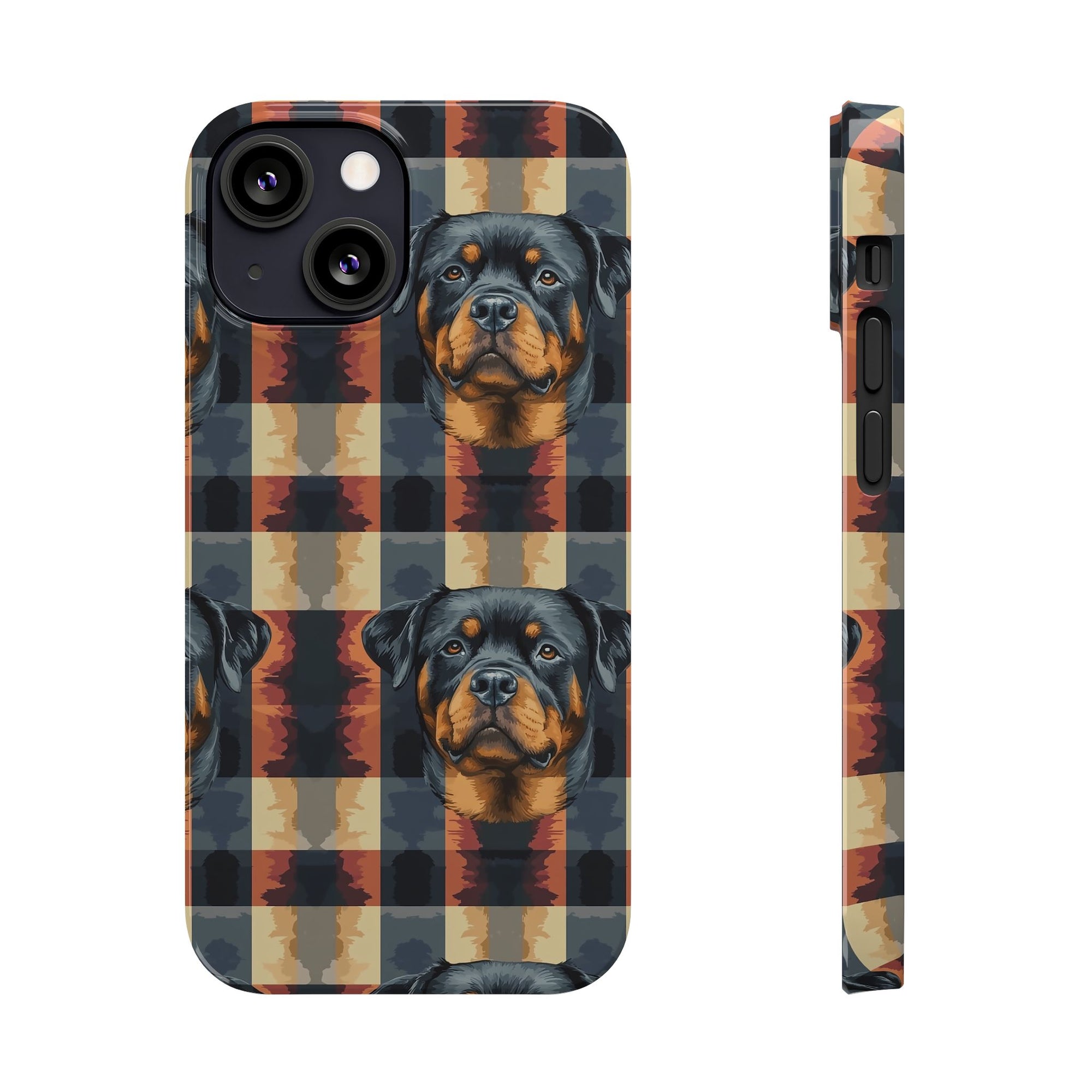 Pawsome Rottweiler Royalty Plaid Slim Phone Cases