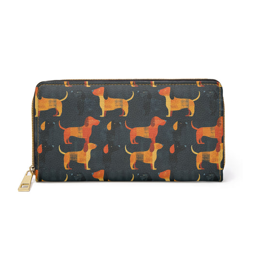 Dapper Dachshund Noir Glow Zipper Wallet