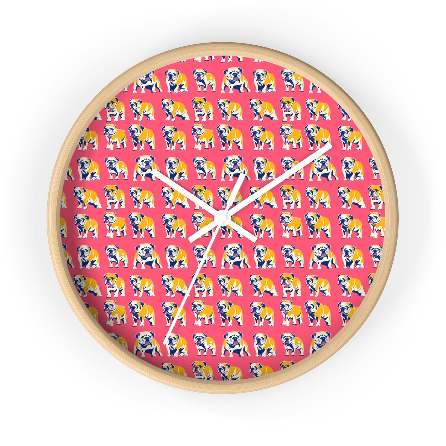 Bubblegum Glamour Bulldog Bouquet Wall Clock