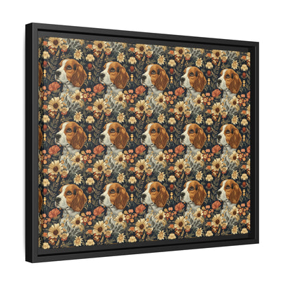 Beagle Blossoms Matte Canvas, Framed